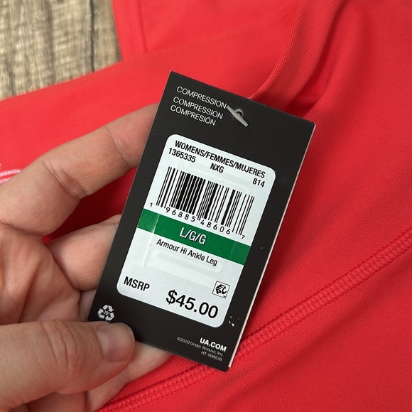 NWT Under Armour Hi Ankle Leg Compression High Rise Leggings 1365335 Coral Sz L - Picture 8 of 11